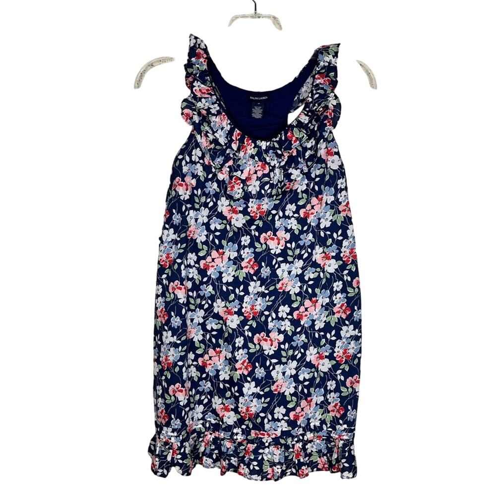 RALPH LAUREN | Girl's Floral Sleeveless Dress Navy White‎ 16